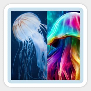 Transparent and colored jelly fish design Sticker